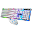 Colorful Glow Wired Gaming Keyboard and Mouse Combo Keyboard Mouse Set - White